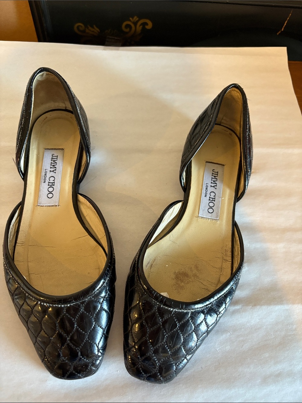 Jimmy Choo Black Textured Flats dust bag included